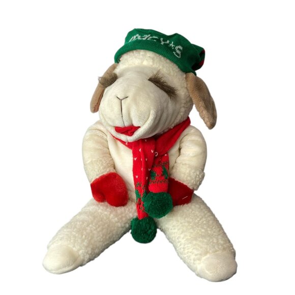 Sherri Lewis Lamb Chop Plush Toy 22" Christmas Hat Scarf 100% Soft Cuddly - Picture 1 of 7